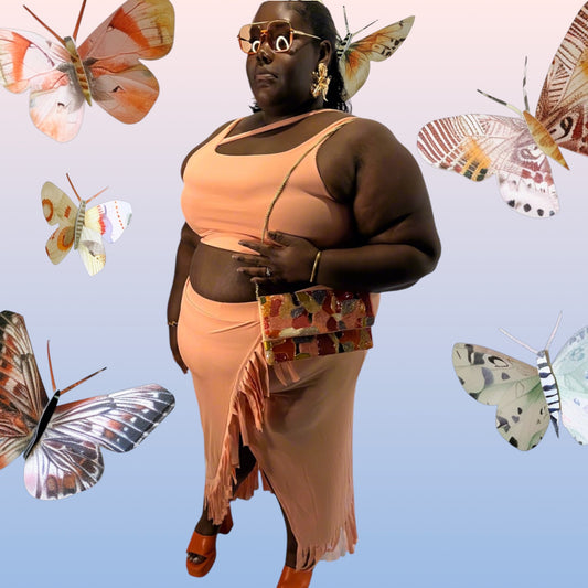 Sleeveless Skirt Set with Irregular Fringe “7even Curve“