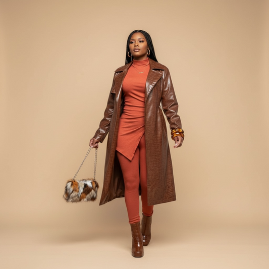 MOCK NECK SLIT TOP AND FLARE PANT SET “7even Curve”