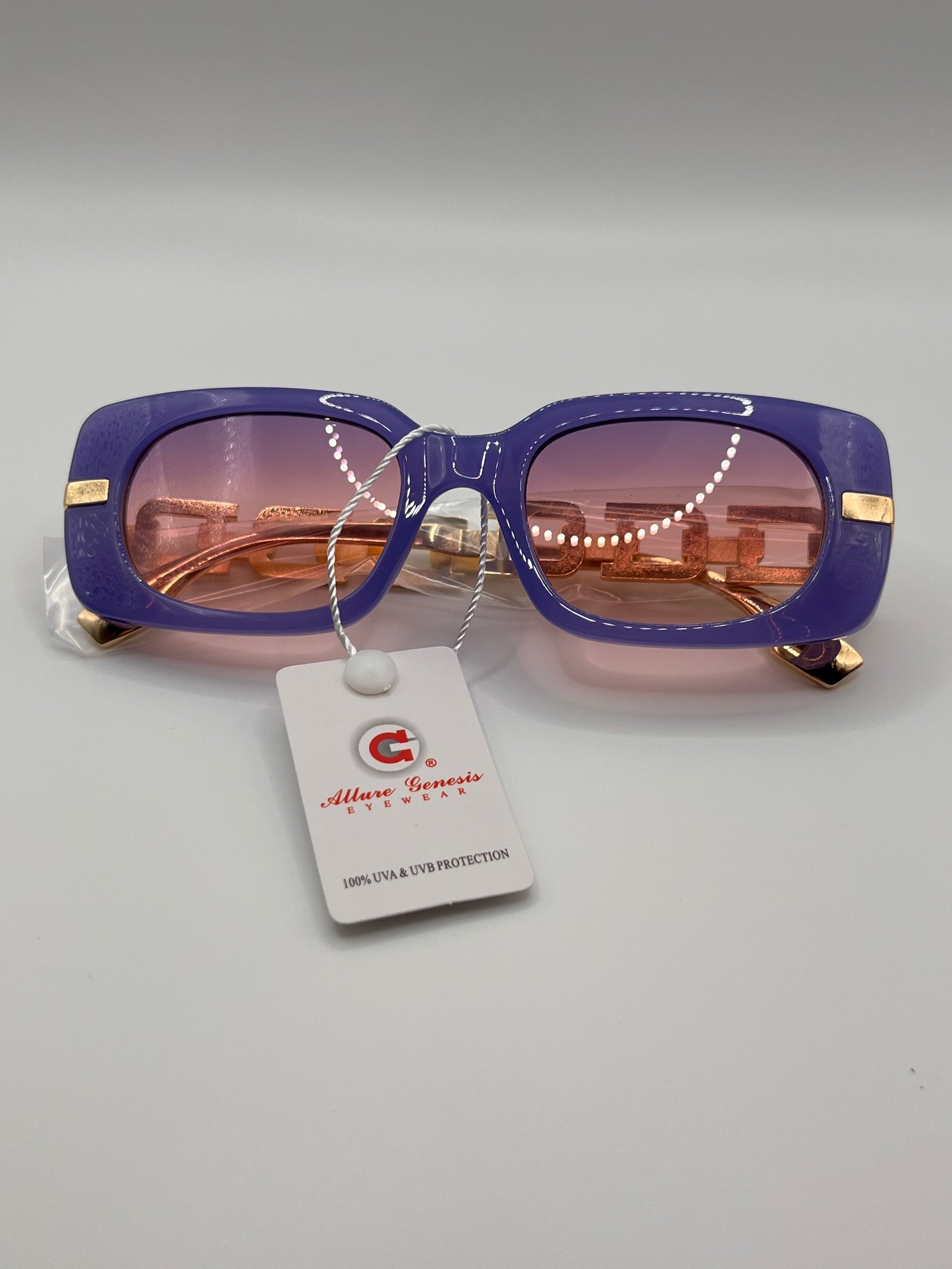 Chunky Chain Style Leg Solid Color Frame Sunglass