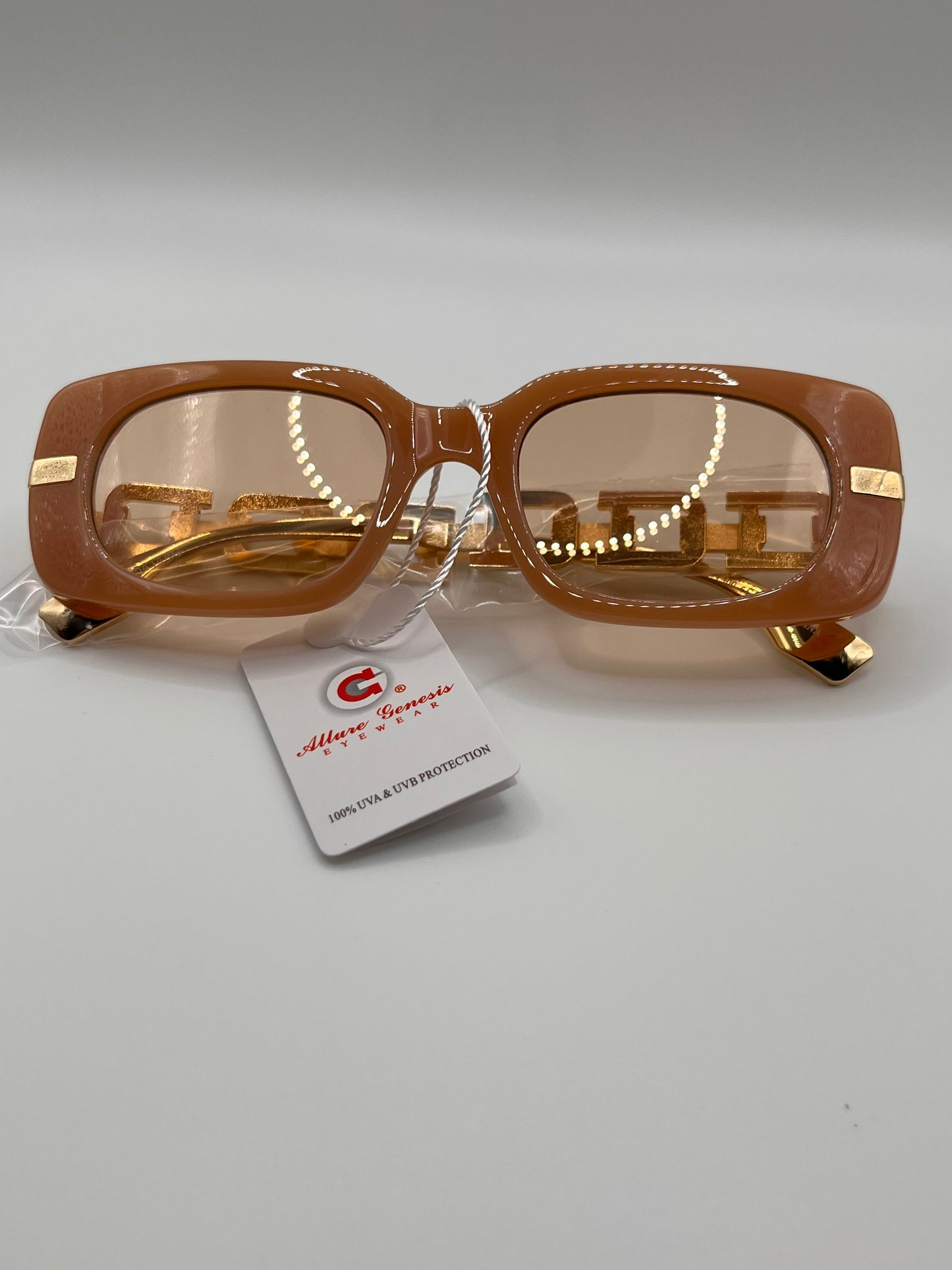 Chunky Chain Style Leg Solid Color Frame Sunglass