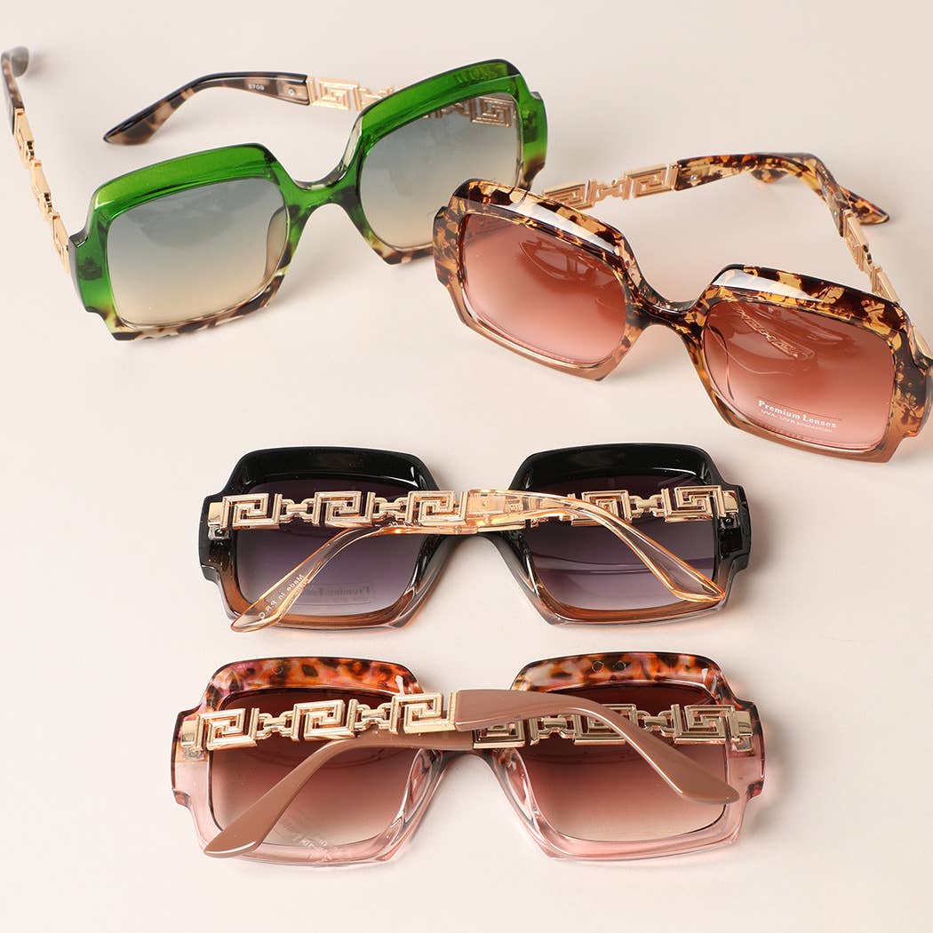 Large Square Shape Mix Color Frame Sunglasses
