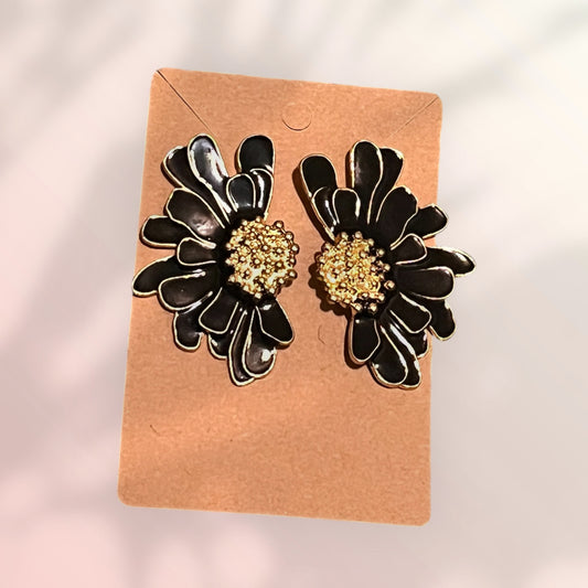 Half Flower 3 Dimensional Post Earrings