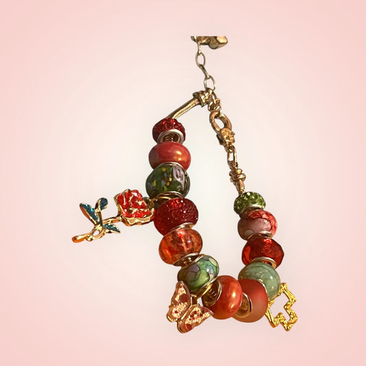 Handmade charm bracelet Red