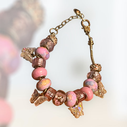 Pink butterfly charm bracelet
