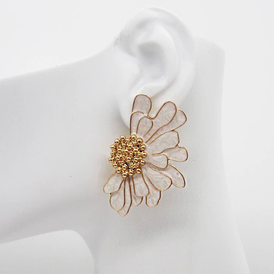 Half Flower 3 Dimensional Post Earrings