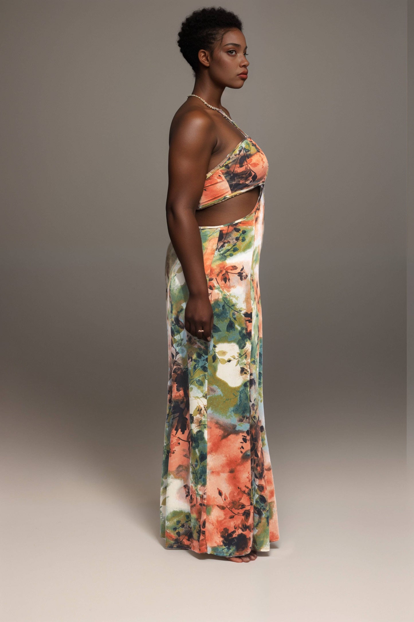 Printed maxi skirt with high slit “7even Curve”
