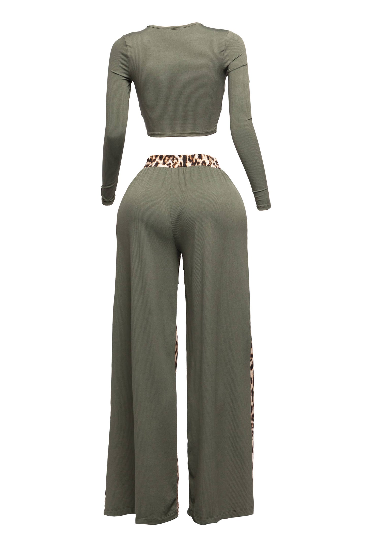 Long sleeve top and wide leg pants set “7even Curve”