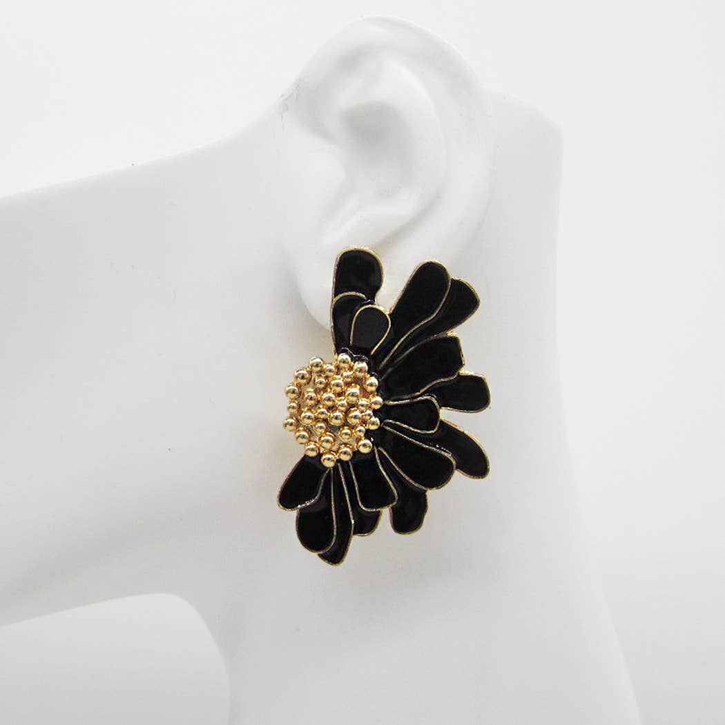 Half Flower 3 Dimensional Post Earrings