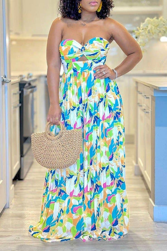 Pure Color Off-Shoulder Pleated Wide-Leg Jumpsuit “7even Sleek”