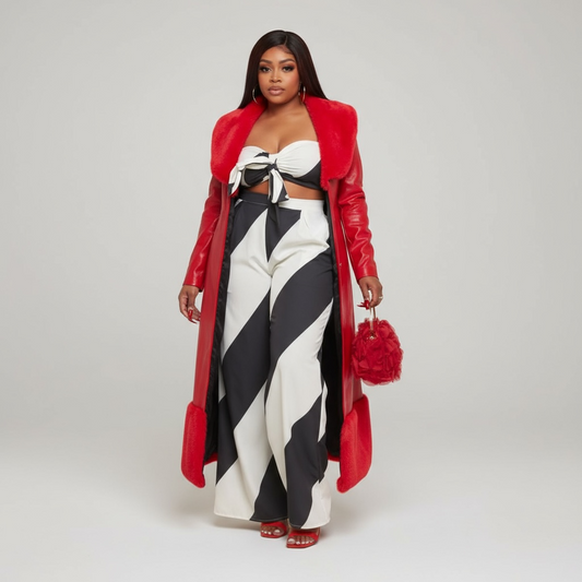 FRONT TIE TOPAND ELASTIC WAIST PANTS SETS W. Pockets “7even Sleek”