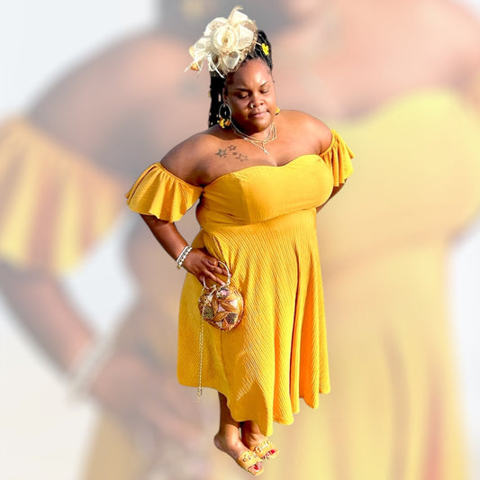Textured Skater Midi Dress “7even Curve”