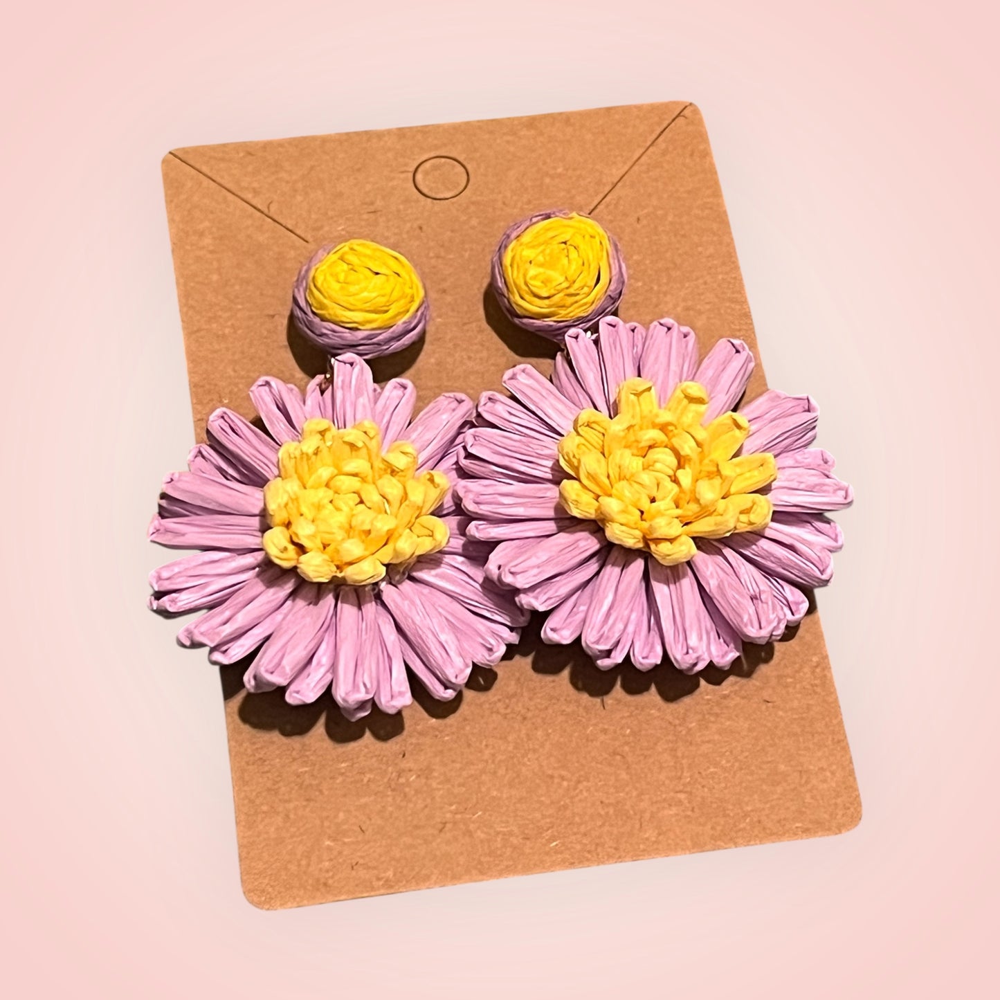 Raffia Flower Shaped Drop Post Earring