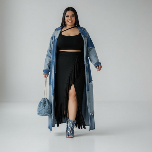 Sleeveless Skirt Set with Irregular Fringe “7even Curve“