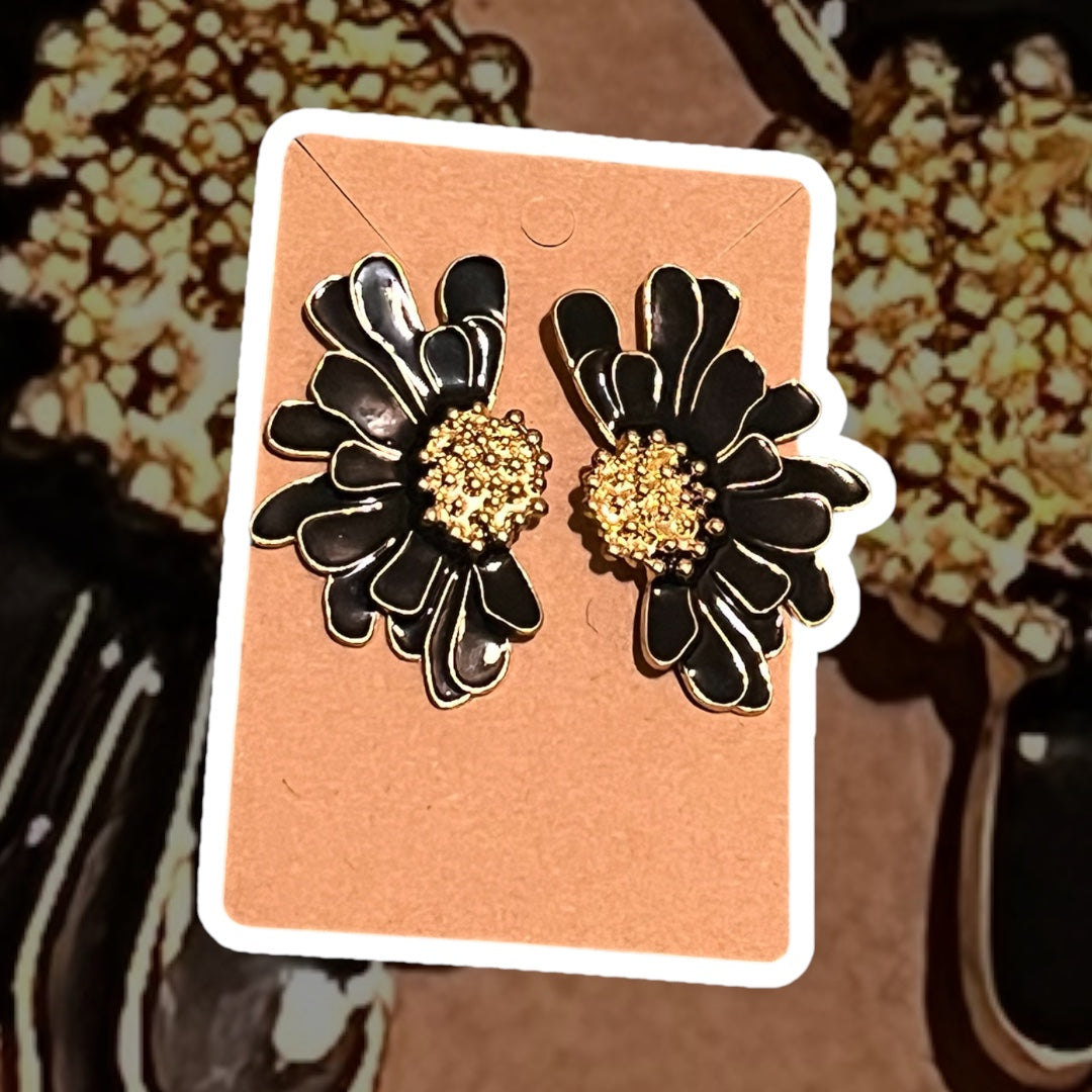 Half Flower 3 Dimensional Post Earrings