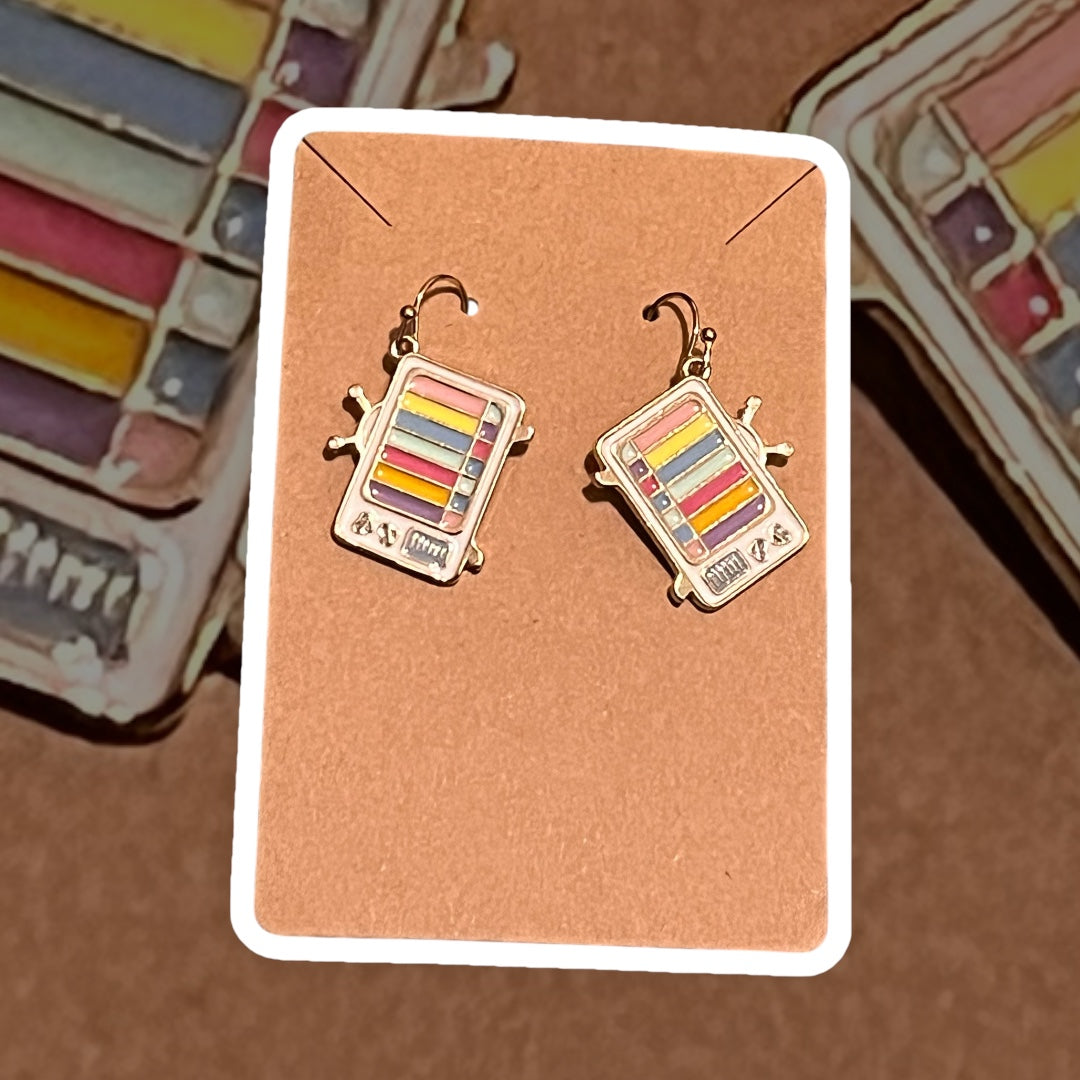 Retro Television Enamel Pendant Hook Earrings