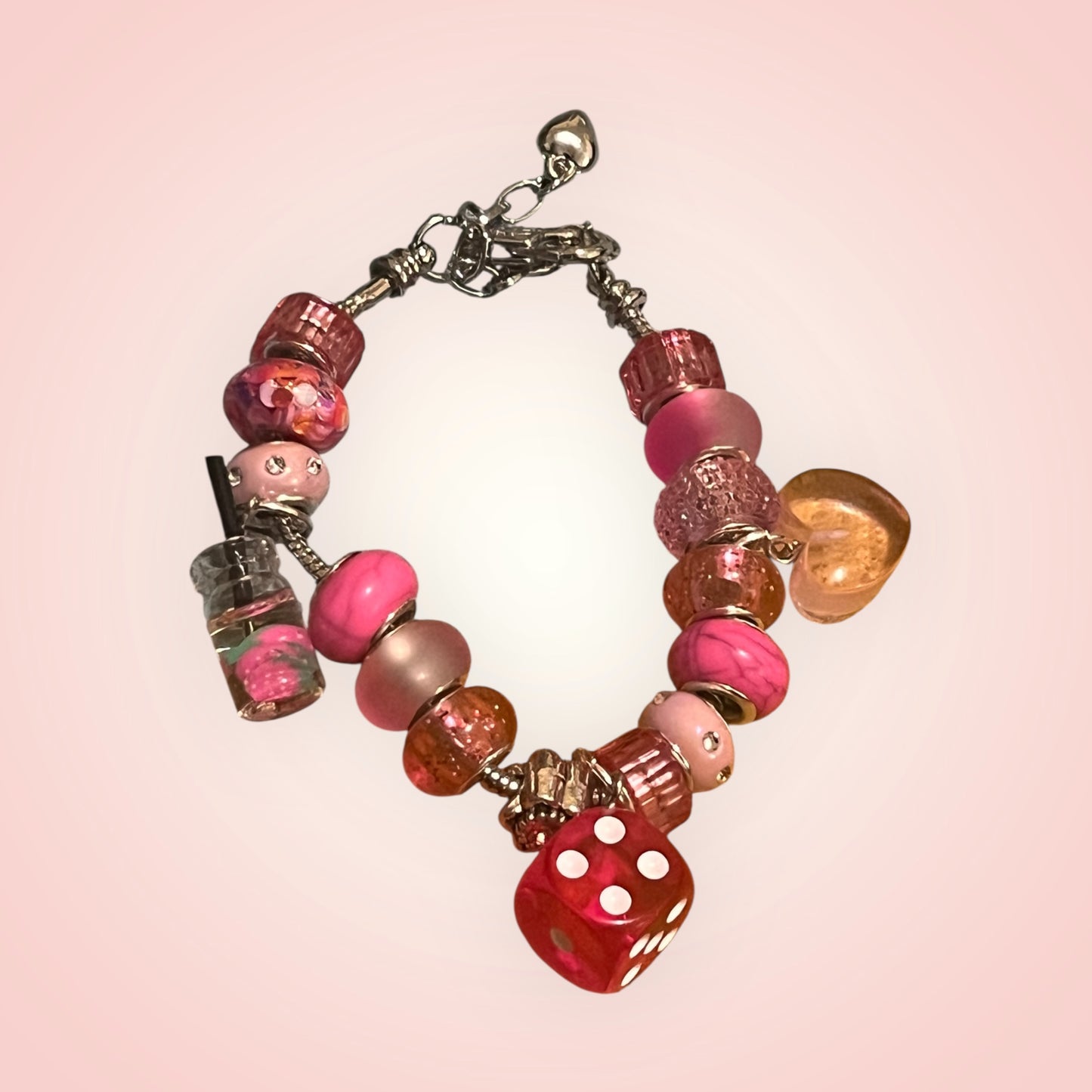 Handmade charm bracelet Pink