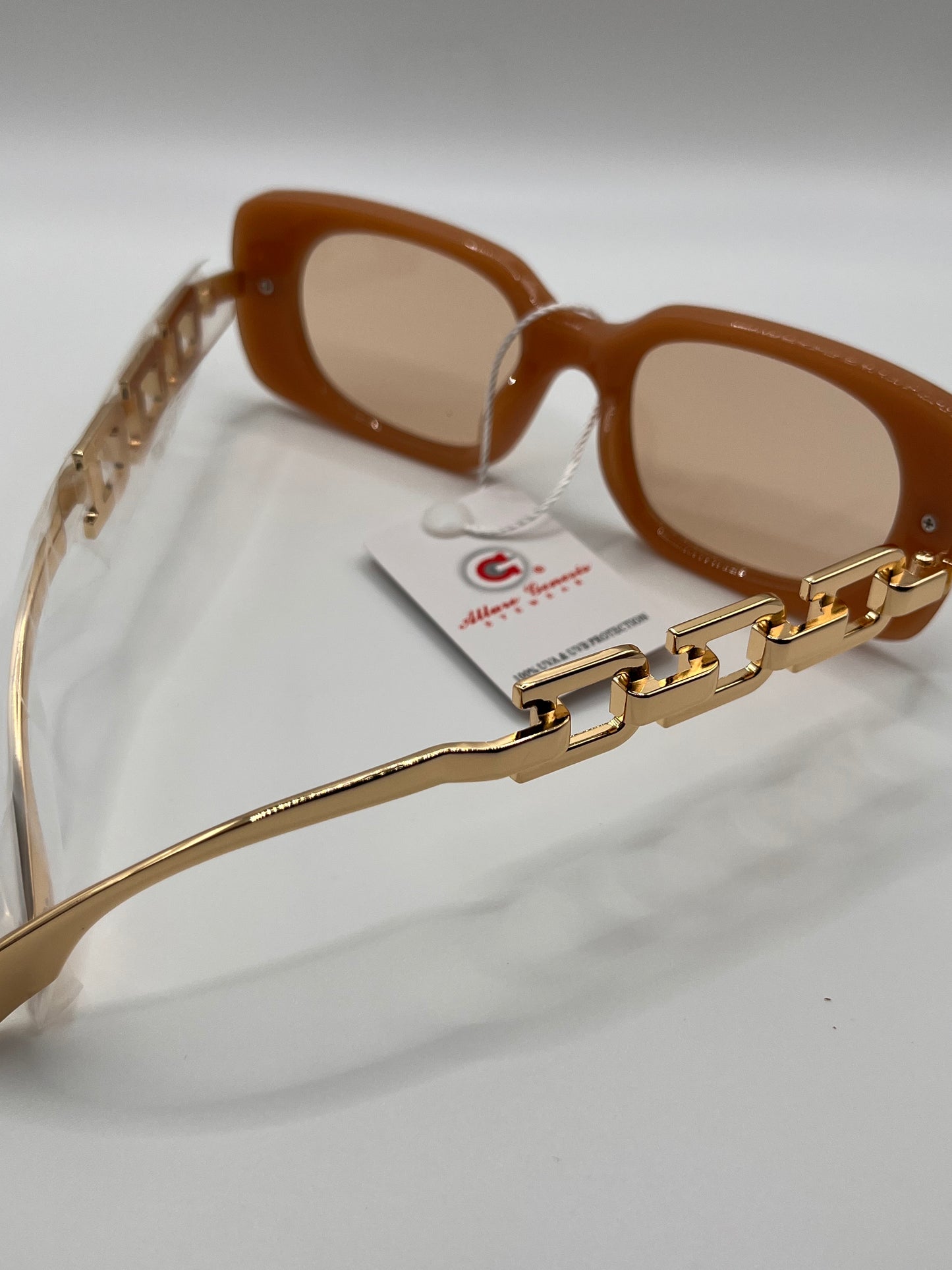 Chunky Chain Style Leg Solid Color Frame Sunglass