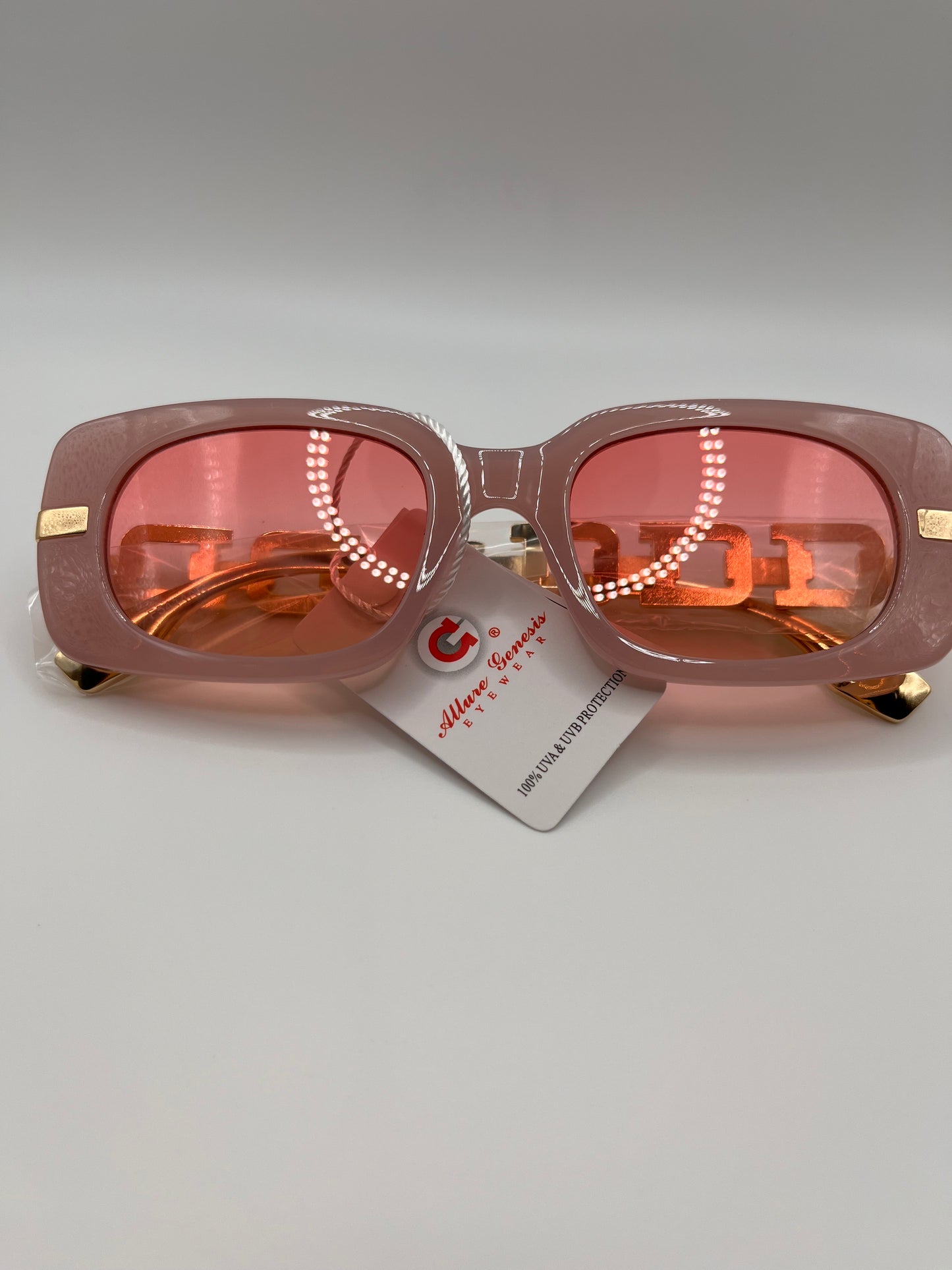 Chunky Chain Style Leg Solid Color Frame Sunglass