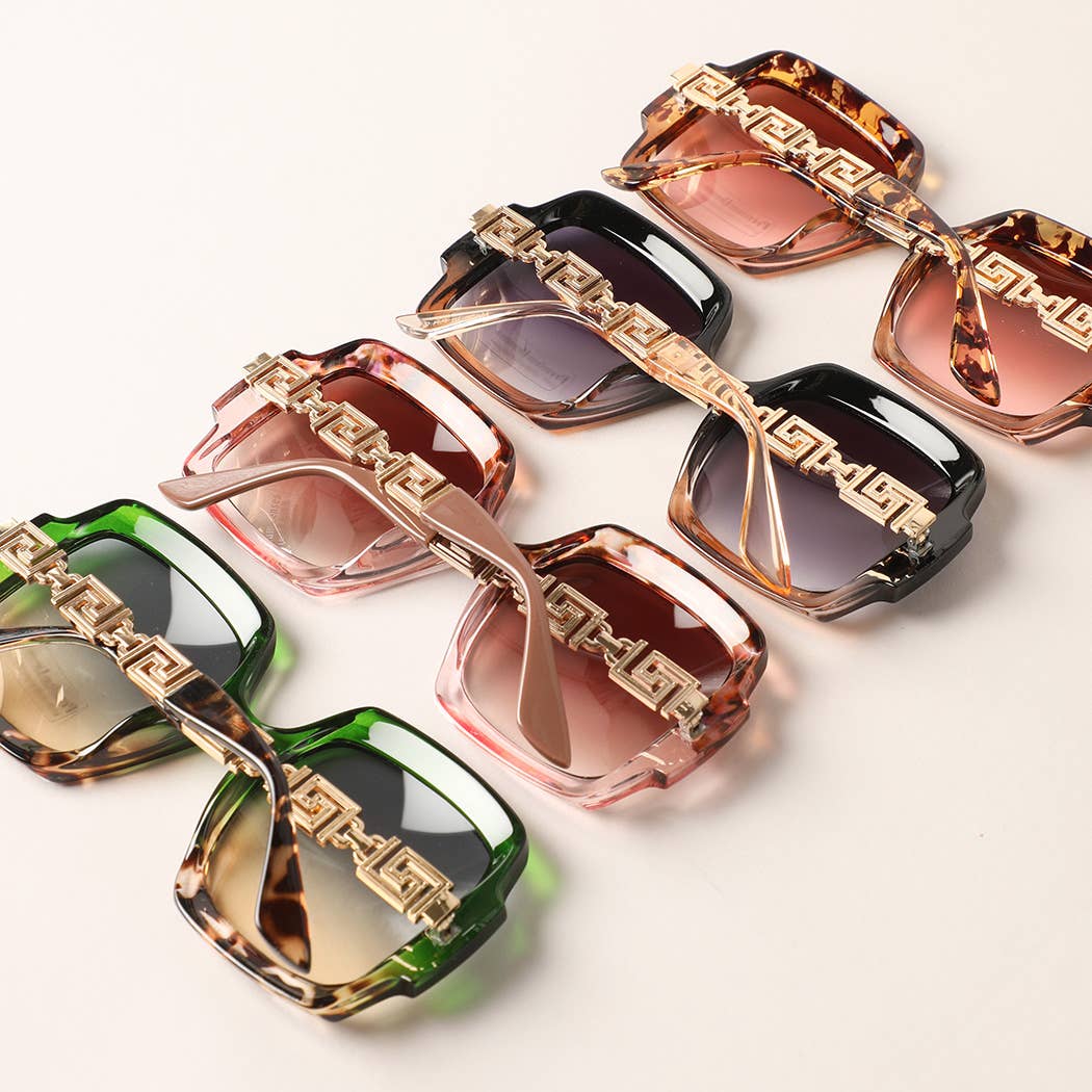 Large Square Shape Mix Color Frame Sunglasses