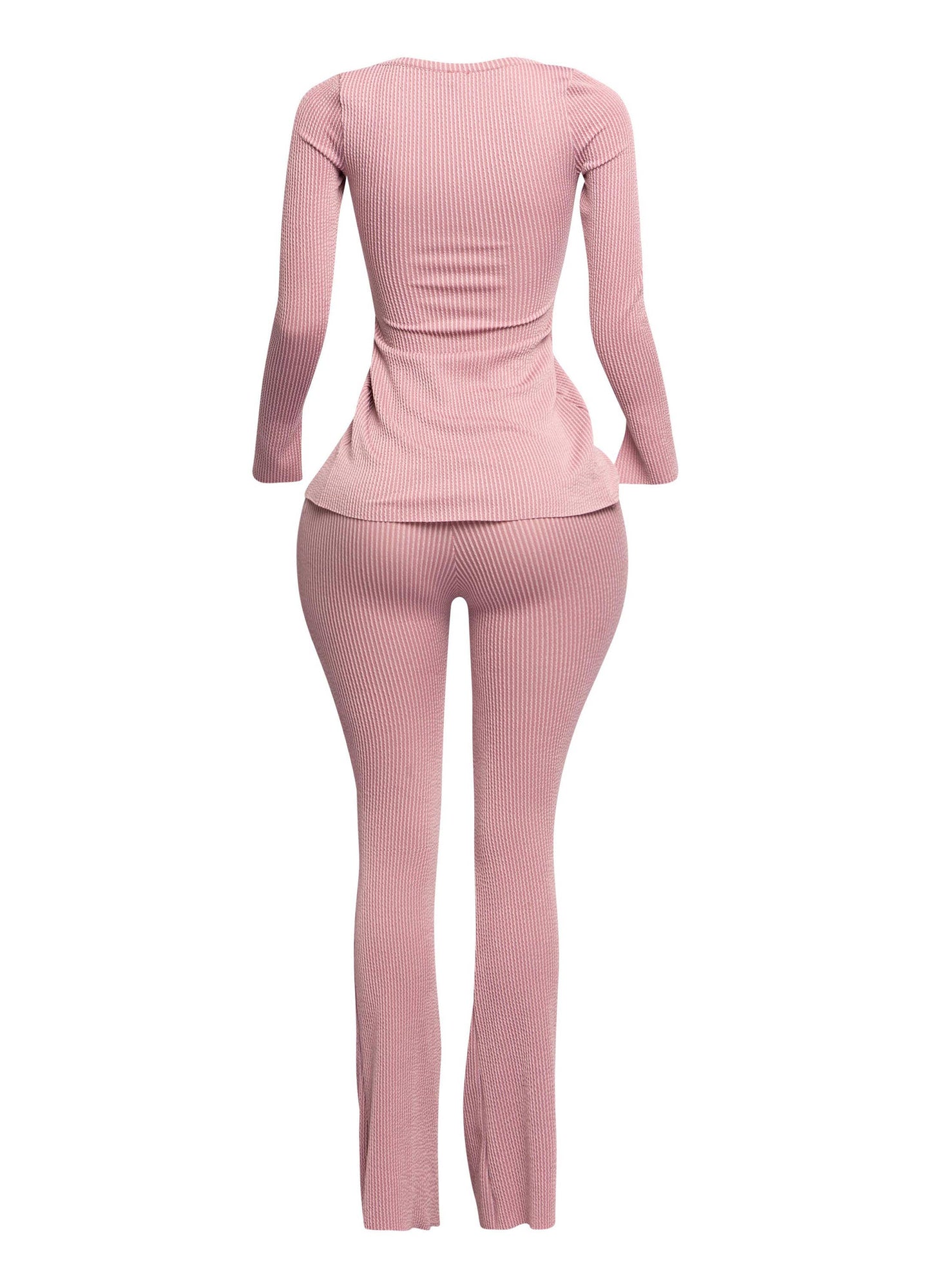 Ribbed pant set with slit detail “7even Curve”