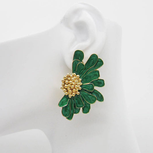 Half Flower 3 Dimensional Post Earrings